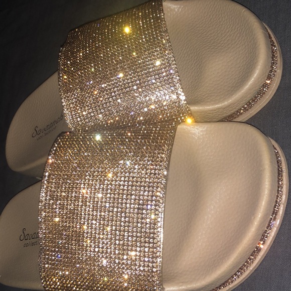 Gold sparkly slides Clearance